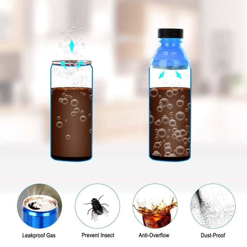 Tapa transparente para refrescos, tapa reutilizable para refrescos, bebida energética, zumo automático, 12 tapas