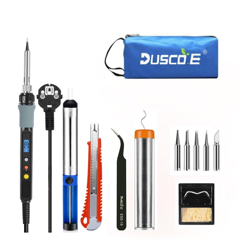 90W Electric Soldering Iron Kit 80W LCD Digital Display Adjustable Temperature Welding Solder Iron With Tips Repair Rework Tools: 80W Solder Iron kitE / EU