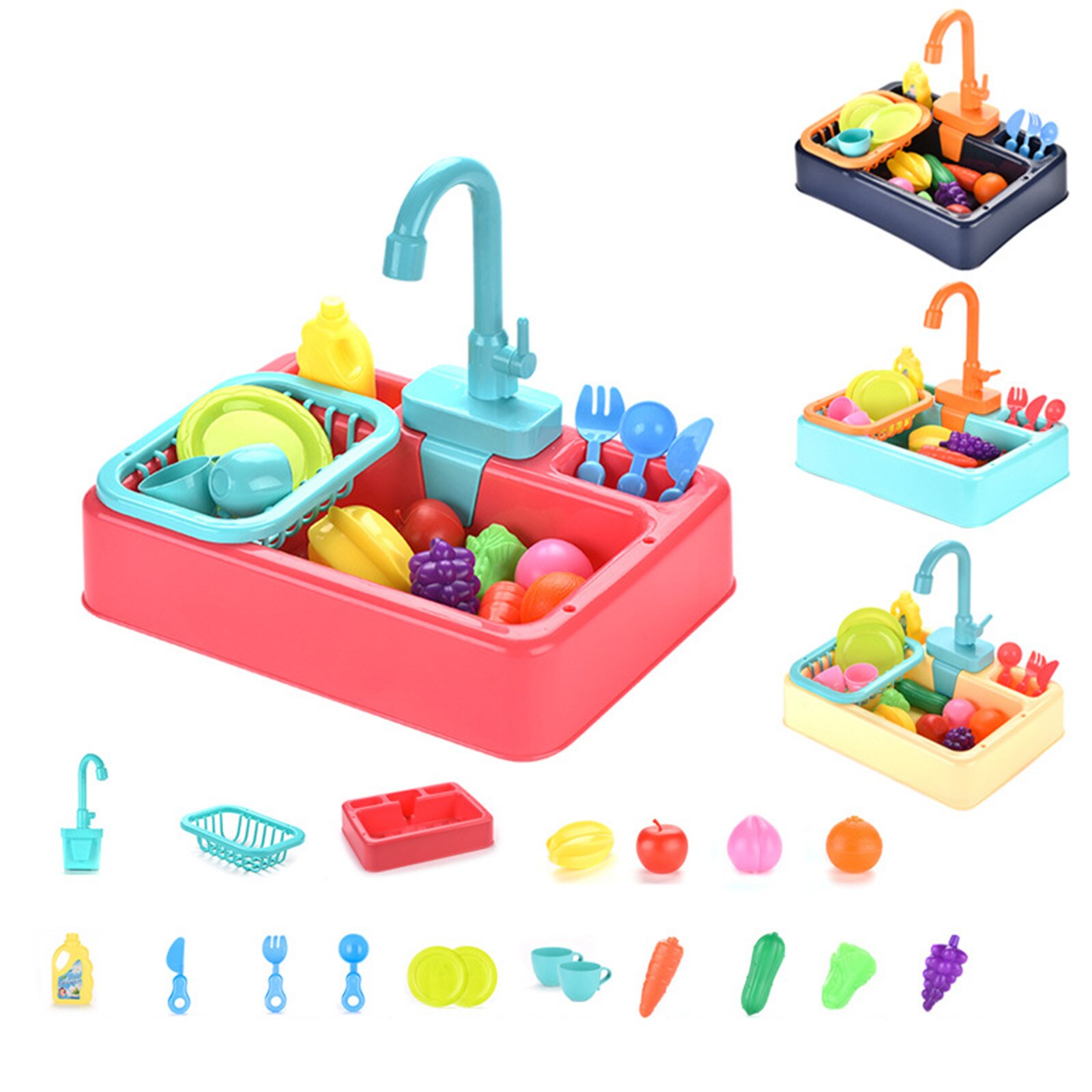 19 Stck Analog Elektrische Spülmaschine Waschbecken freundlicher Rolle Spielen Küche einstellen Spielzeug Lustige Rolle-spielen Mini Küche Simulation spielzeug