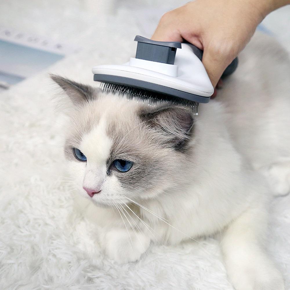Pente para animais de estimação, pente automático para remoção de pelos, agulha de aço inoxidável, pente para gato, limpeza de produtos domésticos, remoção de pelos com um clique