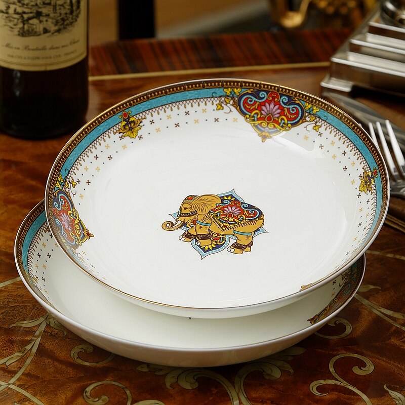 4pcs set, 8inch, fine bone china dishes set, ceramic dinner sets plate, thailand , porcelain soup plate, buffet flatter