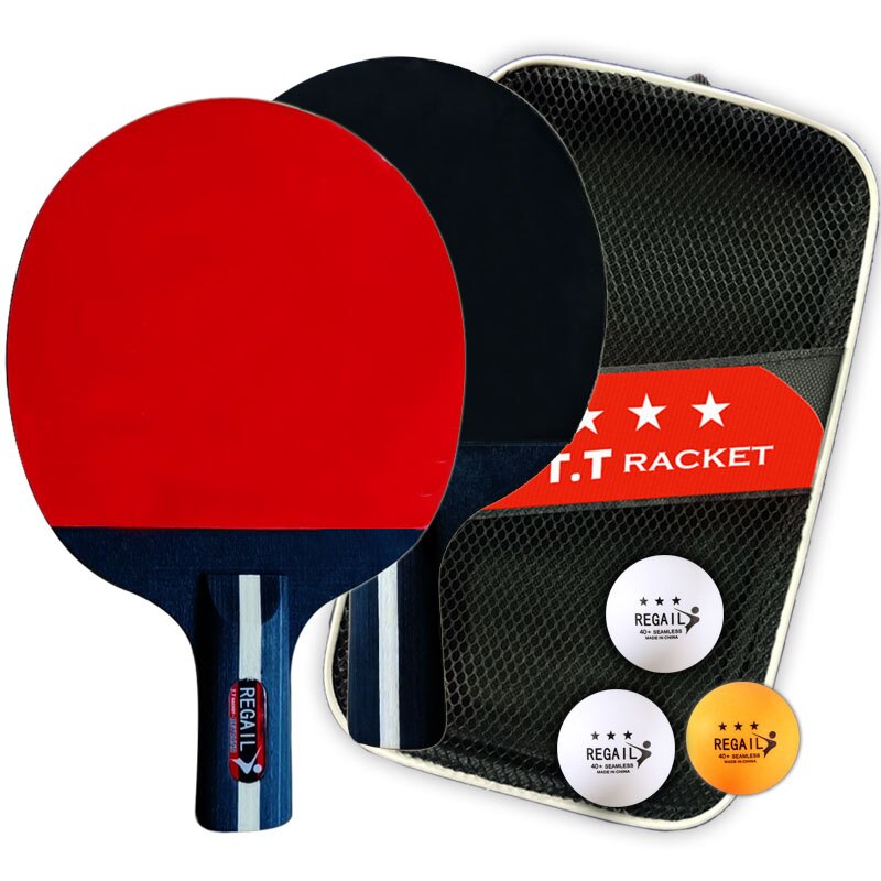 3 Sterren Ping Pong Paddle Sets Tafeltennis Peddels 3 Ballen 2 Tafeltennis Rackets Opslag Gevallen Indoor Outdoor Games accessoires: W S Straight Grip
