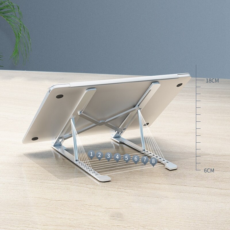 Aluminium Laptop Stand Opvouwbare Laptop Houder Voor Office Laptop Cooling Stand Met 8 Niveaus Hoogte Aanpassing