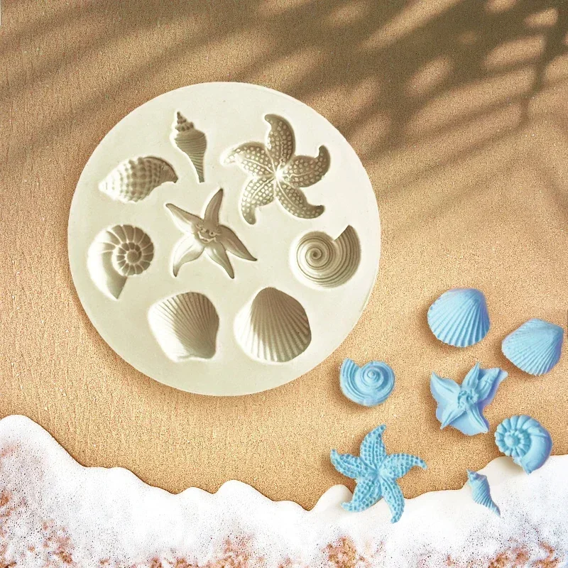 Cake Decorating Tools DIY Sea Creatures Conch Starfish Shell Shape Fondant Cake Candy Silicone Molds DIY Chocolate Mold
