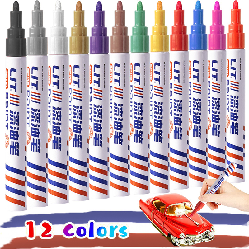 Pluma de reparación de rayaduras de coche, pintura de coche, banda de rodadura de neumáticos DIY, resistente al agua, de secado rápido, marcador de pintura de Metal, juego de marcadores a base de aceite
