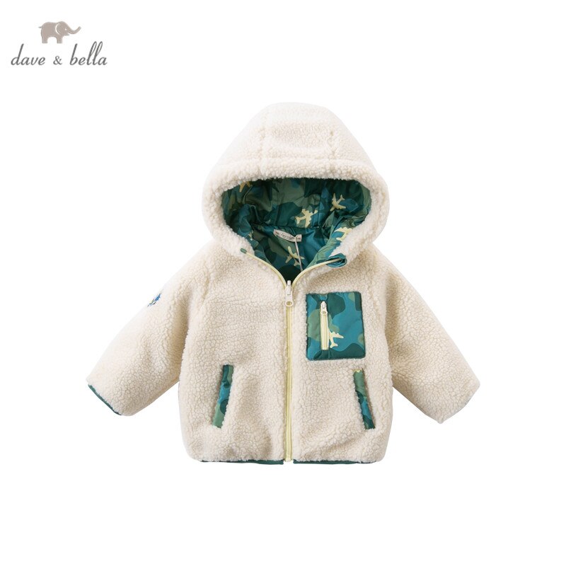 DBX14611 dave bella automne bébé garçons dessin animé double-usure poches manteau à glissière enfants hauts vêtements d'extérieur pour enfants en bas âge