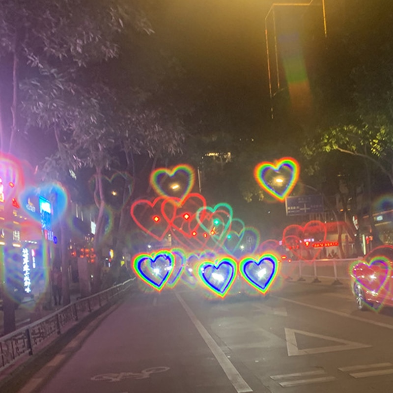 Love Heart Shaped Effects Glasses Watch The Lights Change to Heart Shape At Night Diffraction Glasses Women Sunglasses