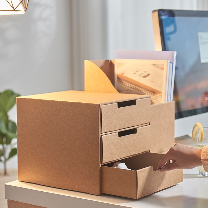 Multi-layer File Drawer Storage Box Multifunctional Kraft Paper DIY Sundry Document Home Cosmetic Jewelry Organizer