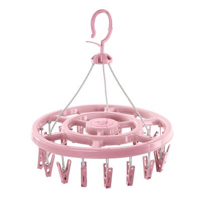 Multi-clips en plastique Portable salles de bains en tissu cintre avec Clips détachables pince à linge cintres chaussettes sous-vêtements séchage: 18Clips Pink