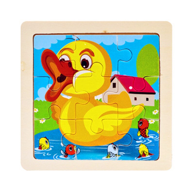 Mini Größe 11*11 CM Kinder Spielzeug Holz Puzzle 3D Baby Cartoon Tier/Verkehrs Holz Puzzles Jigsaw Bildungs spielzeug für Kinder: 12