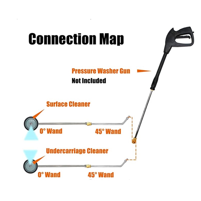 High Pressure Washer Car Wash Chassis Washer-16 inch Water Broom With 45 Degree Angle Bar 4000 PSI