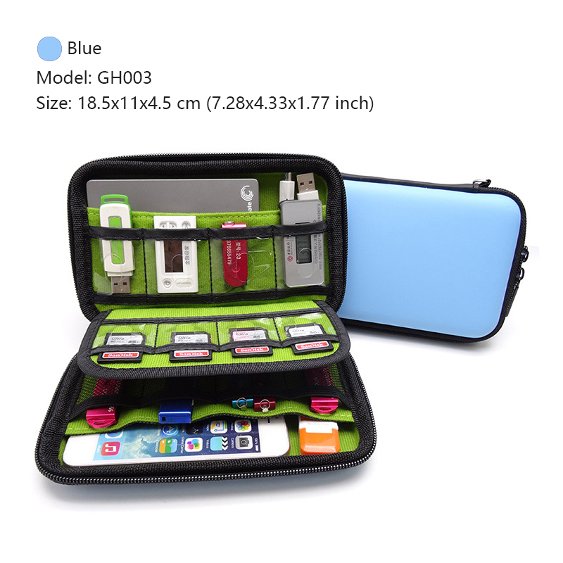 Reizen Digitale Accessoires Case Kabel Organizer Bag Storage Box Elektronische Gadgets Usb Draden Charger Hoofdtelefoon Power Bank Case: Blue