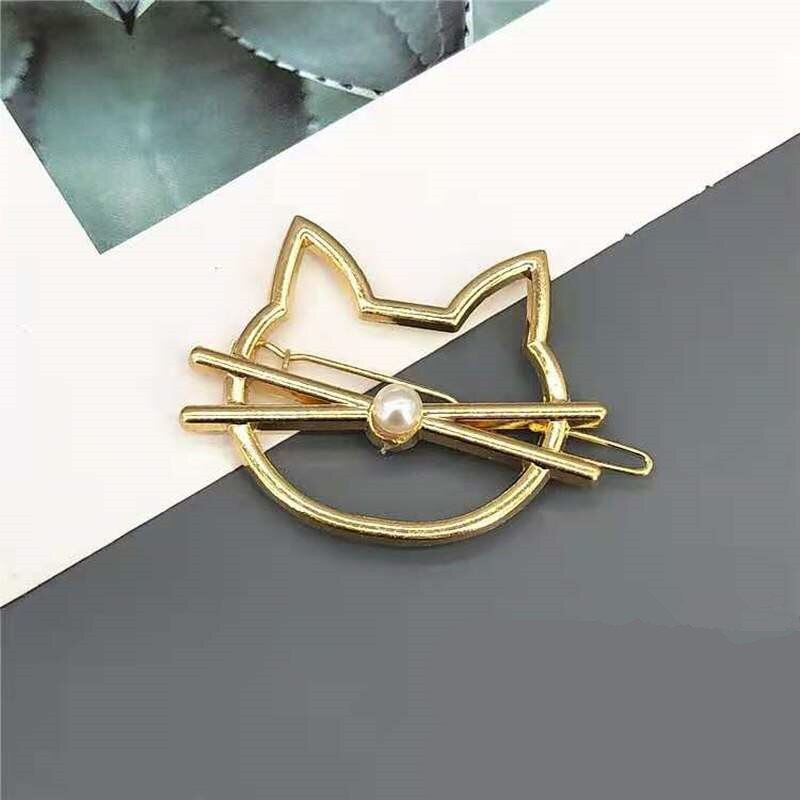 Diadema dorada con perlas de gato de Metal para mujer y niña, horquilla para el pelo, joyería, accesorios para el cabello