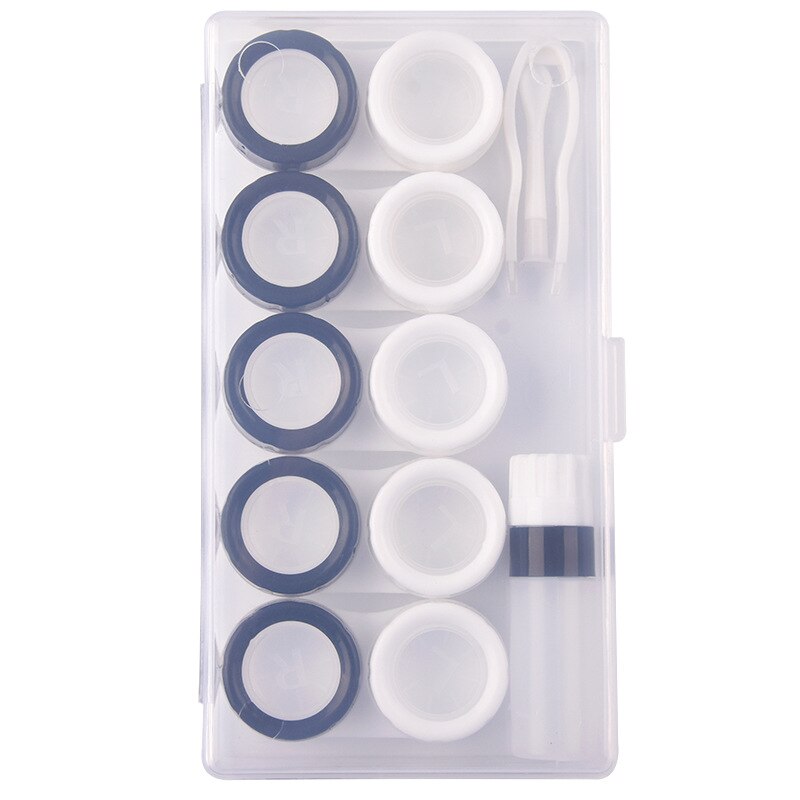 5 Pairs Contact Lens Case Eye Contact Lens Box Women Travel Contact Lenses Case Soak Container Lenses Box for Beauty Pupil: white black