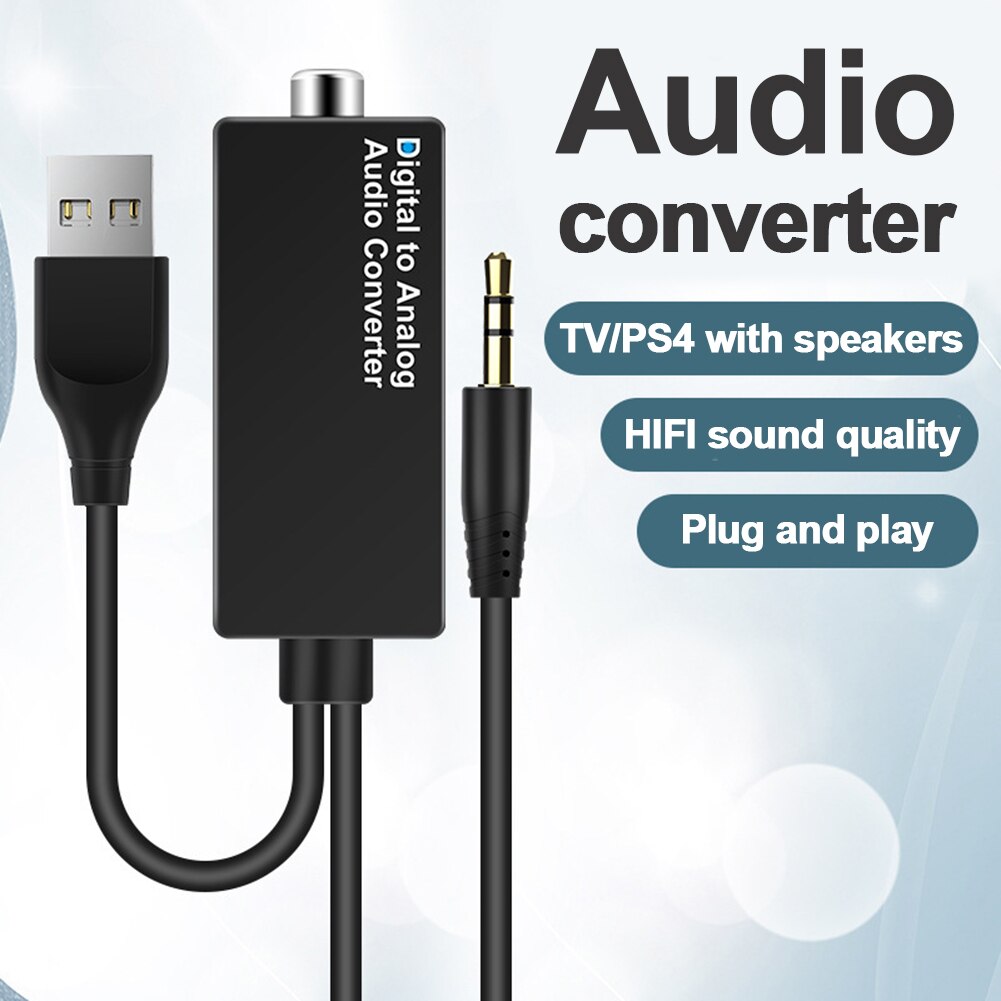 D15 Audio Converter DAC Digital to Coaxial Analog USB Decoder Adapter 3.5mm Jack Converter for Smart TV Set-top Box HiFi