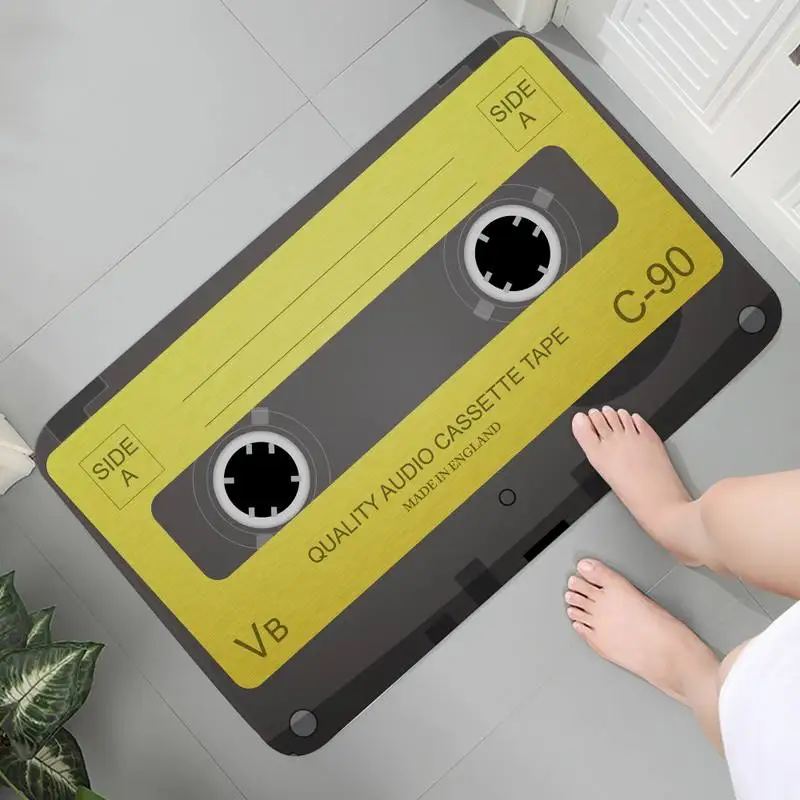 Tapete decorativo para puerta con cinta de casete, alfombra antideslizante de bienvenida para suelo, baño, cocina, dormitorio, habitación, decoración del hogar: 45x70cm / Borgoña