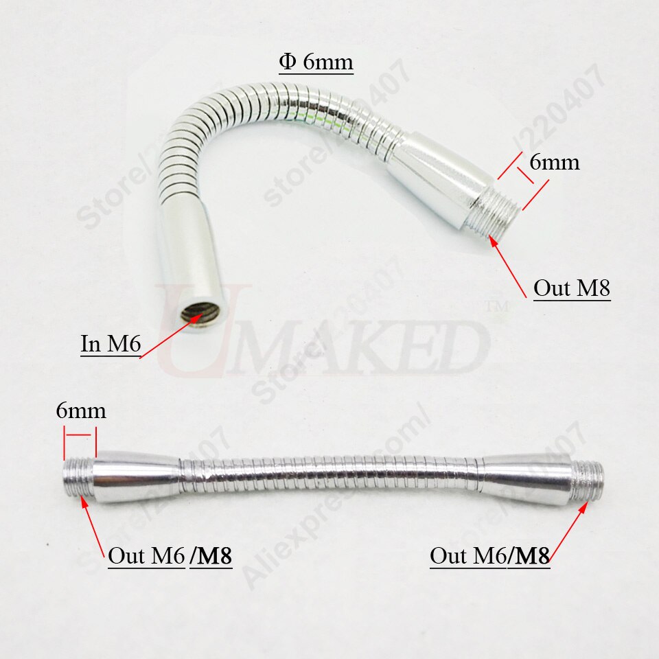 5 uds led cuello de cisne Dia 6MM manguera universal accesorios de iluminación led tubo suave de metal de hierro para lámpara de mesa lámpara de escritorio