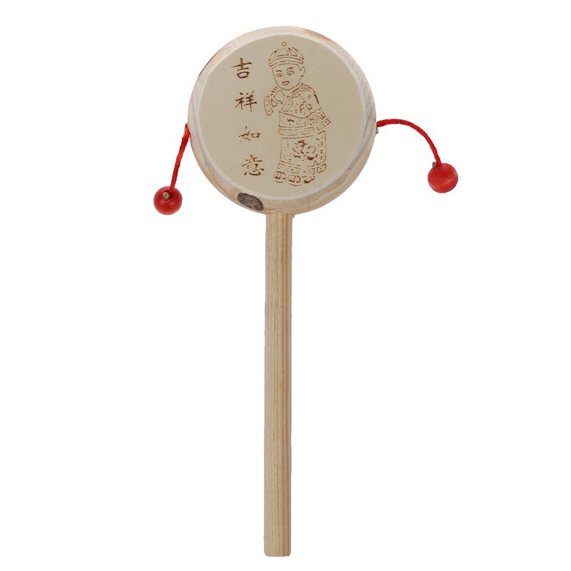 Enfants jouet en bois tambour chinois vieux hochet en bois tambour main secouer jouet pour enfants marteau jouet fabricants de bruit pour jouets son: Default Title