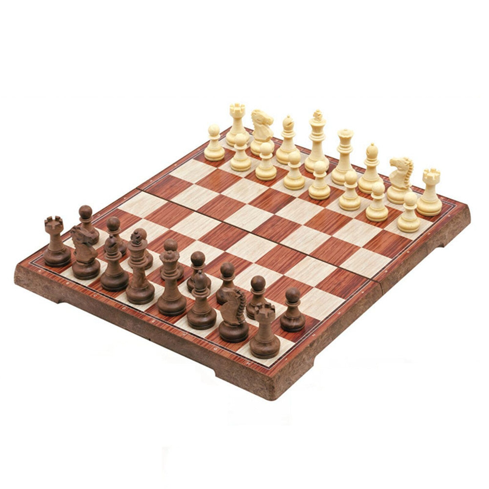 Chess Wood Plastic Folding Magnetic Chess Foldable Internal Storage Space Puzzle Chess Folding Classic Magnetic Chess