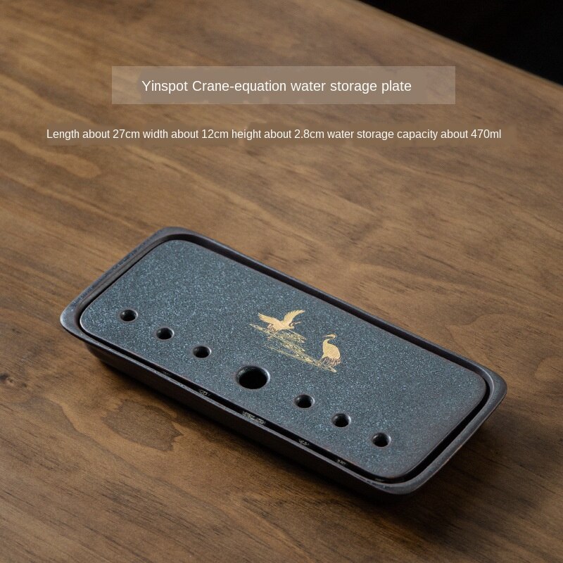 Ceramic Tea Tray Japanese-Style Small Household Rectangular Double-Layer Water Storage Dry Pour Tea Tray Kungfu Tea Tray: tea tray2