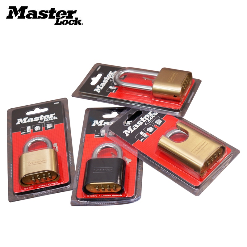 MASTER LOCK Brass Solid Body Padlock Anti-rusting Waterproof Password Combination Code Lock Door Locker Anti-theft Padlocks