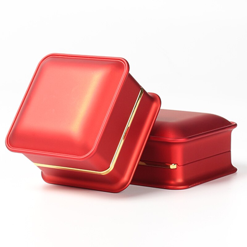 TA MINGREN heart-shaped LED wedding ring pendant box display storage jewelry Case velvet lining 6 colors available: LED red ring / Ring box