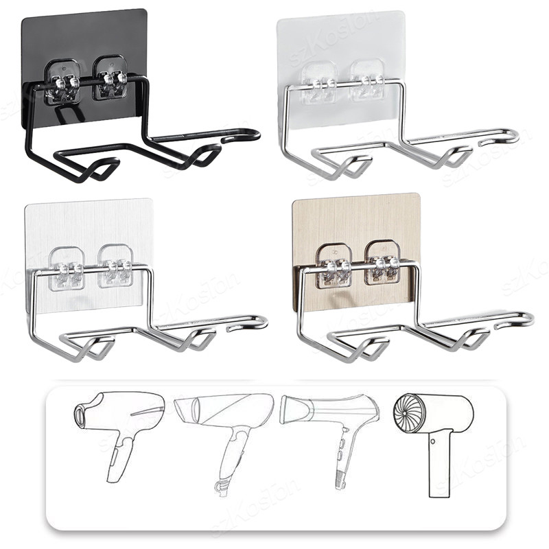 Soporte para secador de pelo, soporte para secador de pelo montado en la pared, accesorios de baño, estante de almacenamiento autoadhesivo para el hogar, accesorios de baño