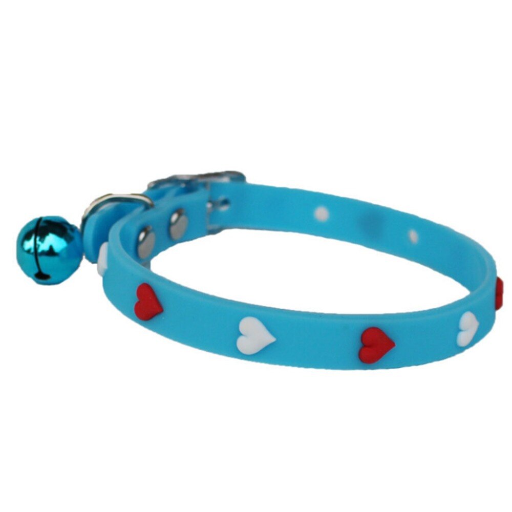 Pet Love Adjustable Colorful Collar Bell Pet Cat Dog Love Hearts Patterns Silicone Colorful Collar Kragen