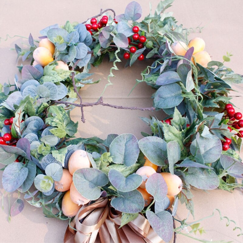 Autumn Harvest Decoration Garland Wreath Artificial Fruit Leaves Door Ornaments