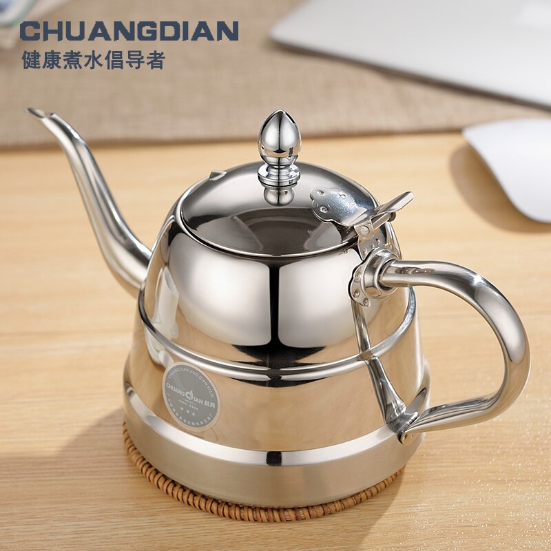 Stainless steel teapot water kettle tea set electromagnetic stove flat bottom thickened kettle pot 1.3L