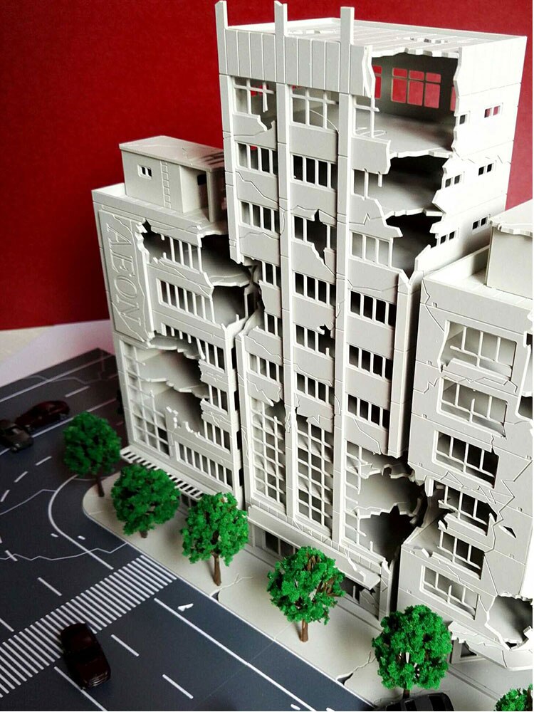 1:144 scala 1:100 N battaglia danneggiata edificio AEON casa rotta costruzione di battaglia modello in plastica ABS