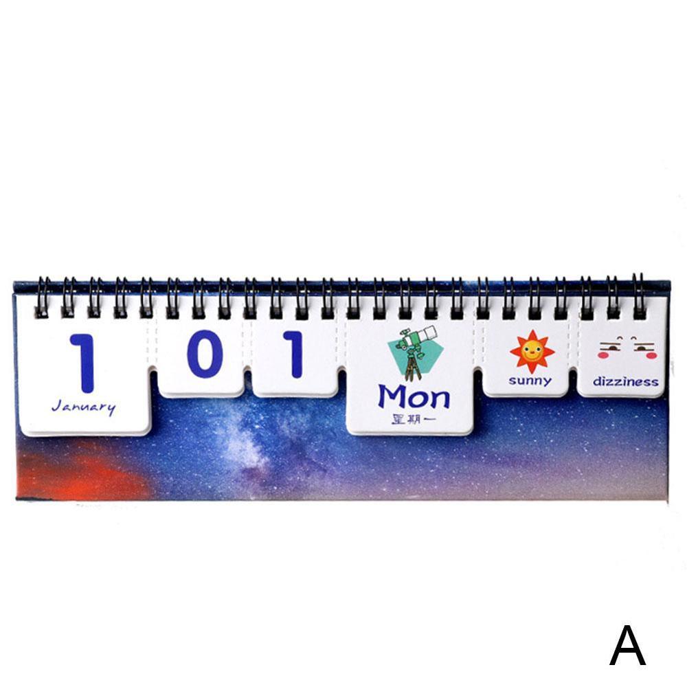 2021Kawaii Cartoon Calendar DIY Mini Animal Star Desk Agenda Stationery Planner School Calendar Table Office Supplies Plan: A