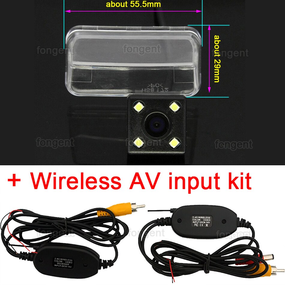 Auto Ccd Fish Eye Backup Achteruitrijcamera Achteruit Inparkeren Camera Voor Peugeot 206 207 307 407 Sedan Toyota Camry Verso Vios: 4led Wireless