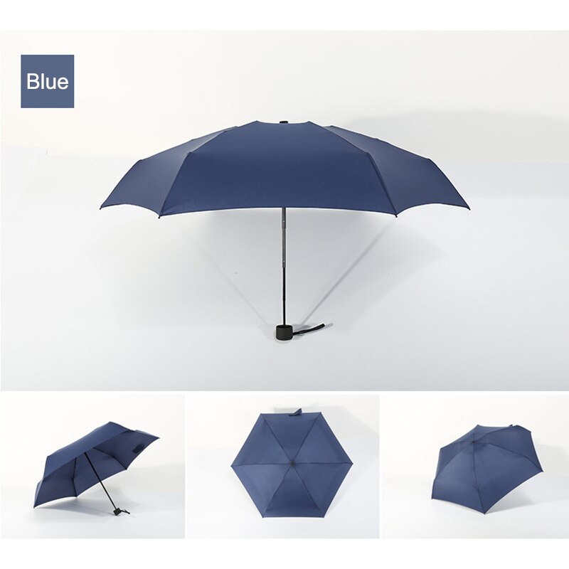 Små mini vikbara paraply regn kvinnor män mini pocket parasoll flickor anti-uv vattentäta bärbara paraplyer: Blå