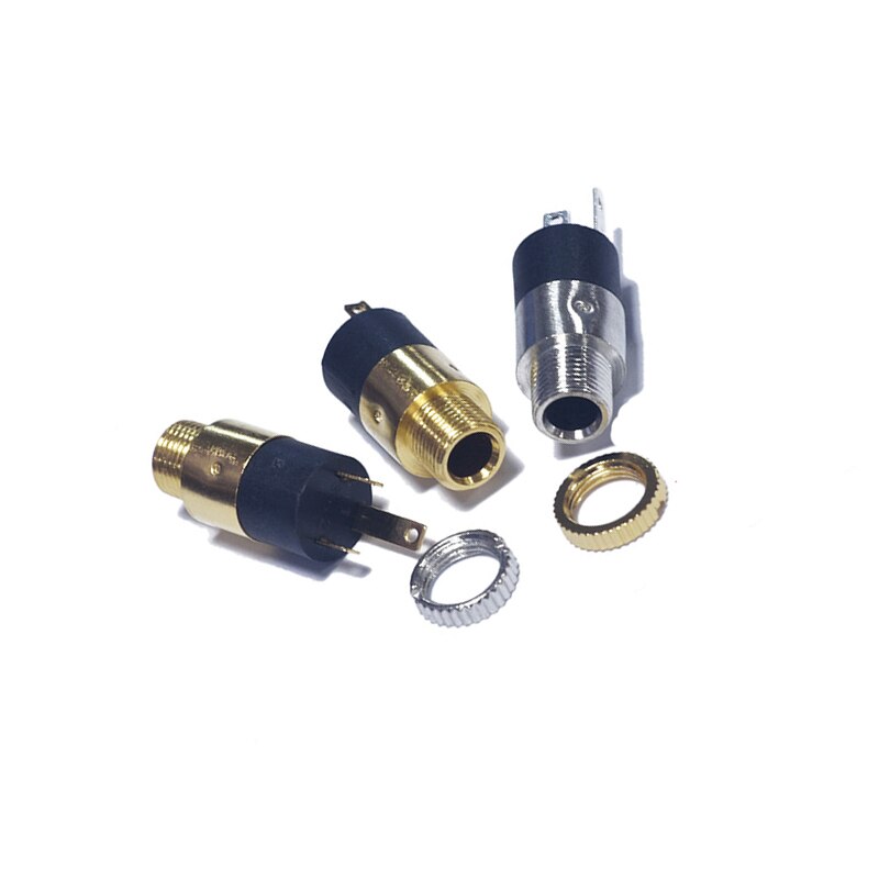 10PCS/LOT PJ392 3.5MM Stereo Female Sockect Jack with Screw 3.5 Audio Headphone Connector PJ-392 Cylindrical Socket SILVERGolden