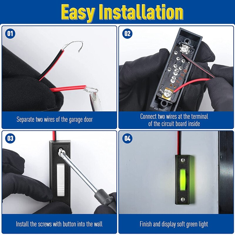 Universele Garagedeuropener Schakelaar 41A4166 Wired Verlichte Muur Gemonteerd Drukknop Zwarte Afwerking Met Witte Center Knop