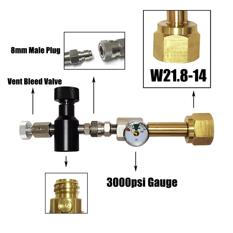 Neue sodastream sodacrub zylinder CO2 füllung Bahnhof stecker für auf/aus-Verbinder und w 21,8-14 (Lärm 477) oder cga320 stecker: einfach W21.8 3Kpsi