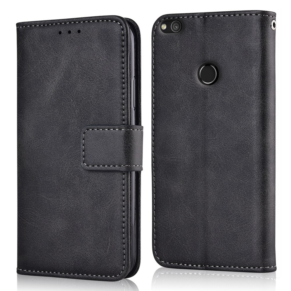 Für Huawei Honor 8 Lite PRA-TL10 fallen Für Auf Huawei 8 Lite 8 Lite Coque Luxus Brieftasche fallen Für Huawei PRA-TL10 Buch kippen Abdeckung: niu-dunkel grau