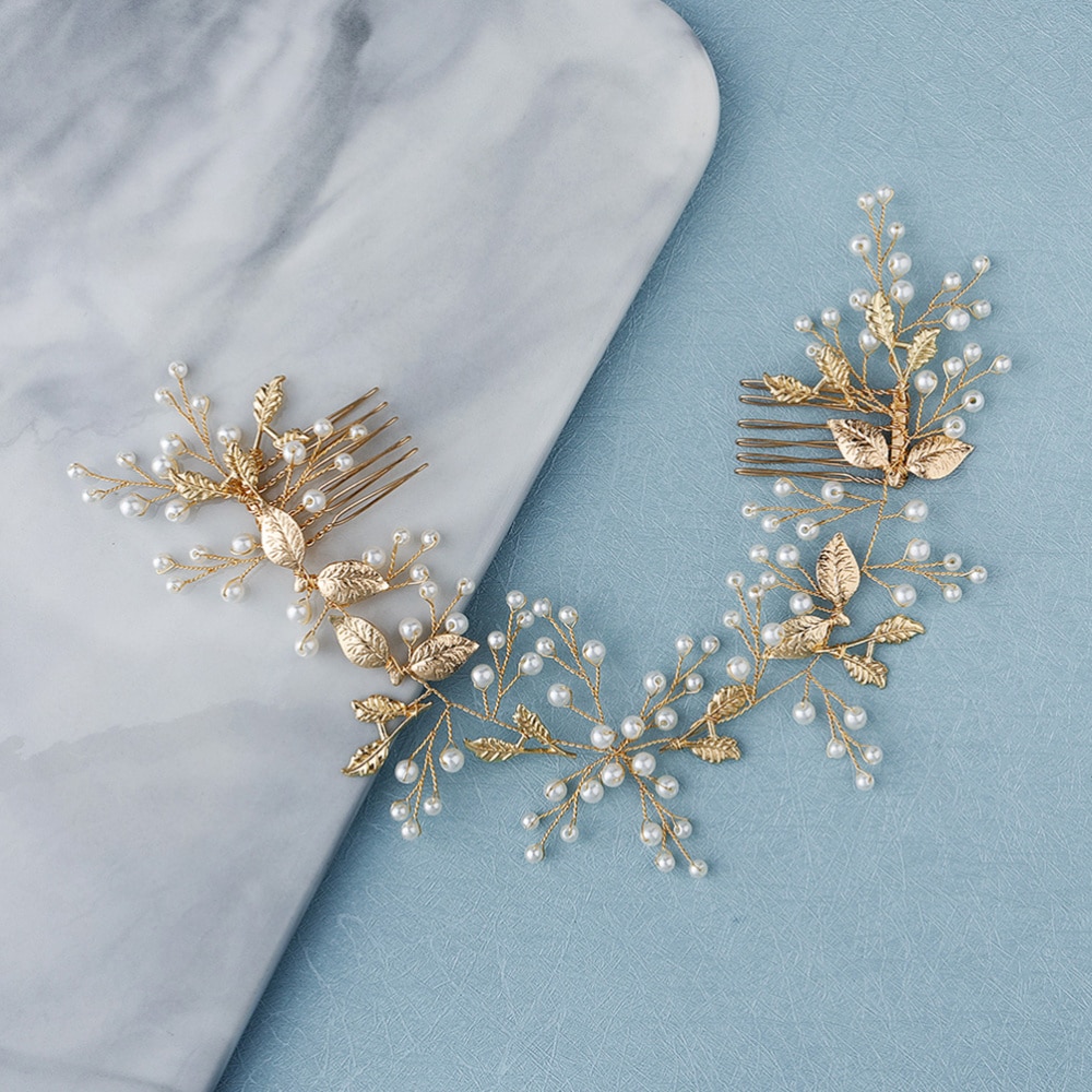 Parel haar kam blad hoofdtooi bruids haar ornament bruiloft foto prop