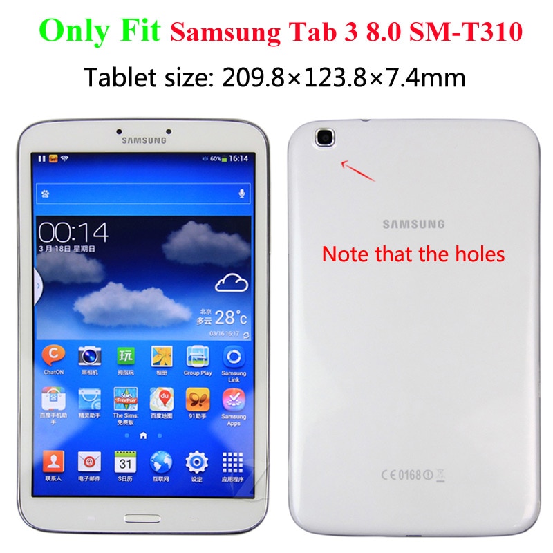 Nowy Coque dla Samsung Galaxy Tab 3 8.0 SM-T310 T311 przypadku 360 obrót inteligentny stojak PU etui do Samsung Tab 8.0 T310 T311 360 przypadku