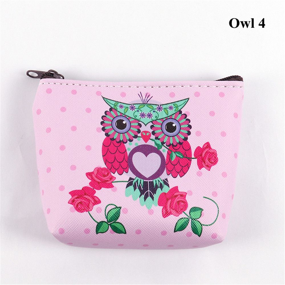 Vrouwen Meisje Uil/Eenhoorn/Flamingo Printing Mini Draagbare Tassen Mode Portemonnee Kaarthouder Portemonnee Key Pouch Maken up Cartoon Tas: B4