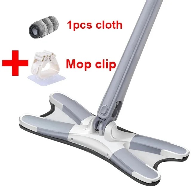 X Type Flat Floor Mop Microfiber Dweil Met Zelfwringende Stofzwabber Houten Vloerreiniger Dweil Droge Natte Dweil Met Verwijderbare Wasbare Pad: Blauw