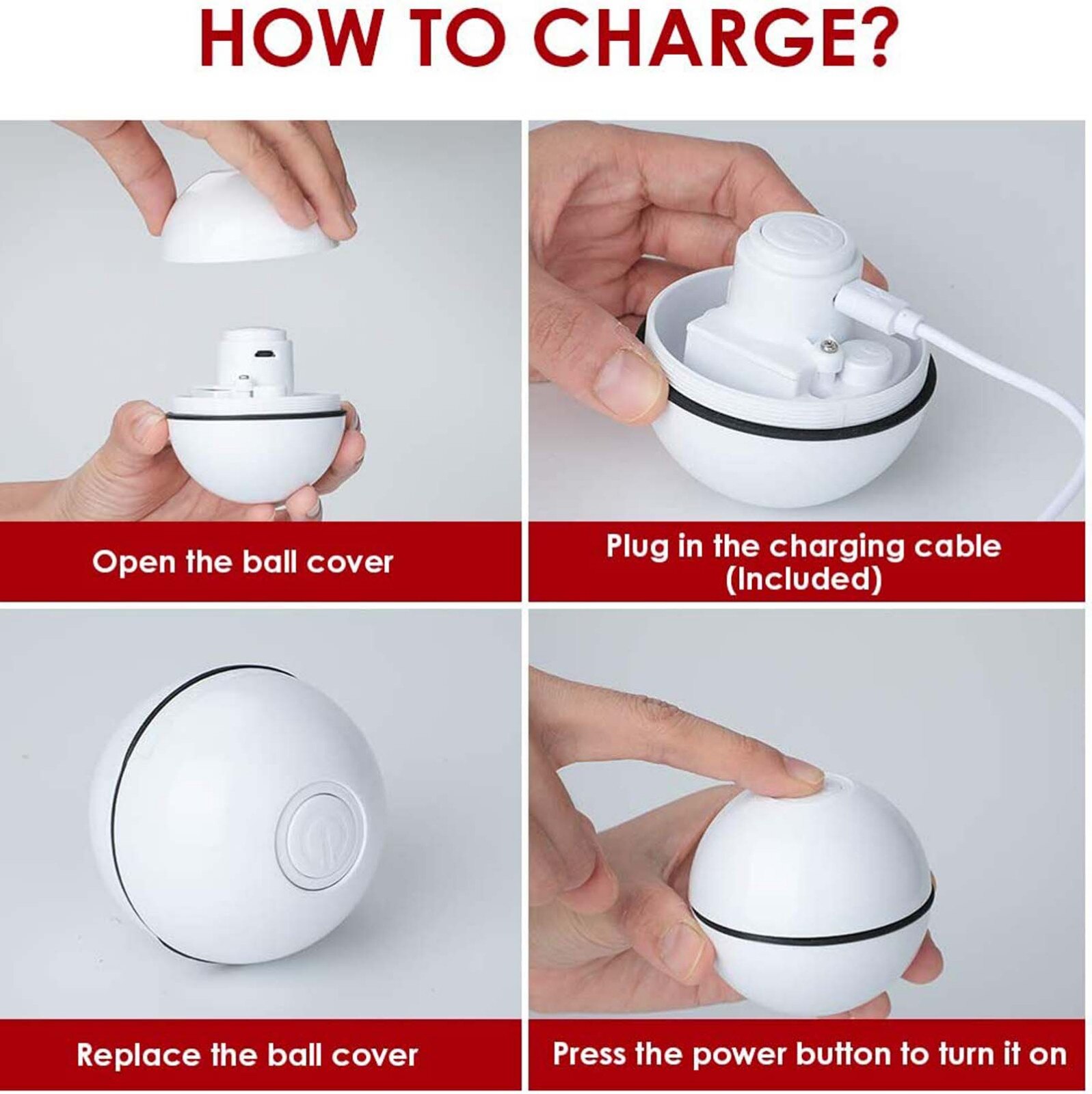 4 # Smart Interactieve Cat Toy 360 Graden Zelf Draaiende Bal Led Ligh Huisdieren Spelen Speelgoed Motion Activated Usb Oplaadbare huisdier Bal