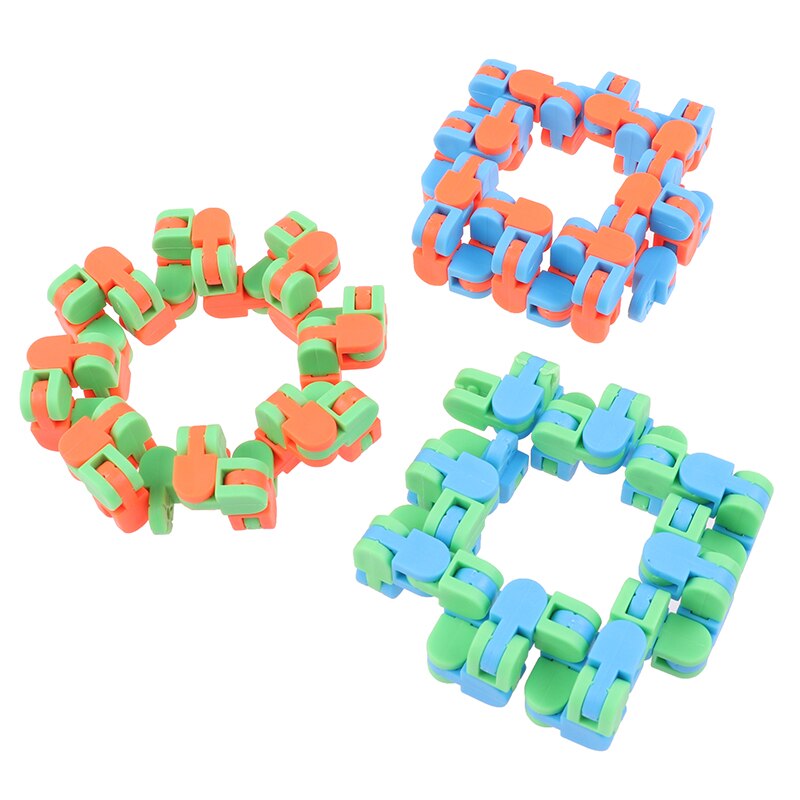 1pc Kids Autism Snake Puzzles Classic Sensory Toy Multicolor Wacky Tracks Snap and Click Fidget Toys