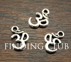 50 pcs Metal Alloy OM Aum Ohm Mantra Sign Charm Pendant 15x10mm Fit Jewelry Making: antique silver