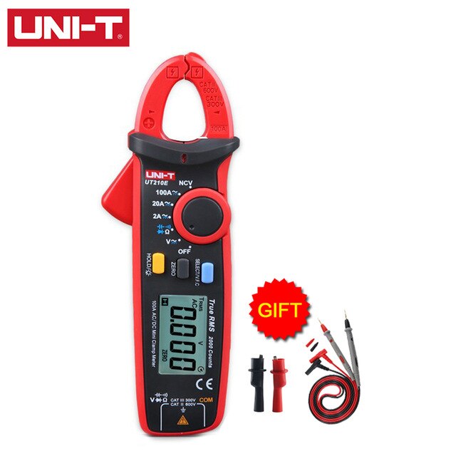 UNI-T UT210E mini digitale Misuratori Di Bloccaggio Vero RMS AC/DC CORRENTE di Tensione Senza Contatto gamma auto VFC di CAPACITÀ Multimetro tester: UT210E con gift 2