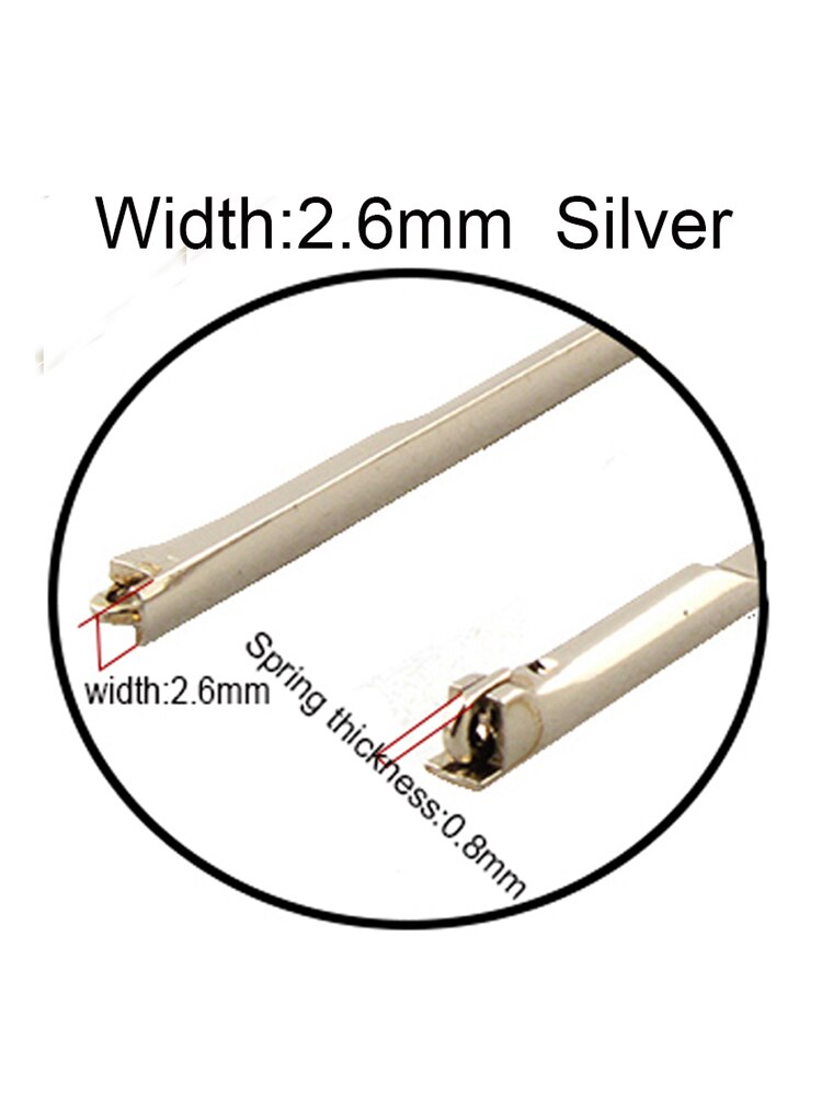 1 par ersättningsbredd 2.6mm 2.8mm solglasögon glasögon metall glasögon ben metall tempel arm med spets: Silverbredd 2.6mm