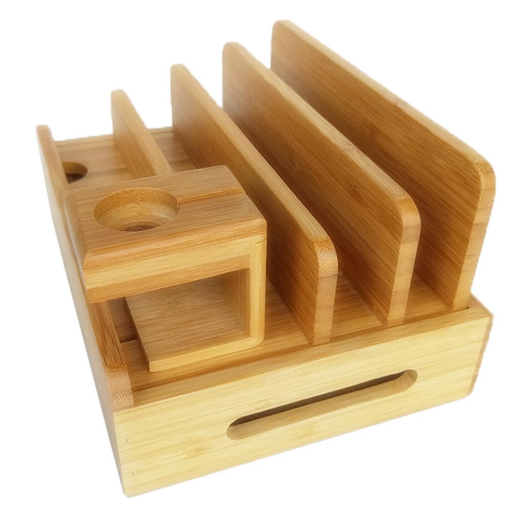 Wood Phone Stand Charging Dock Charge Station Holder Office Organizer: E-21.5X12.5X11cm