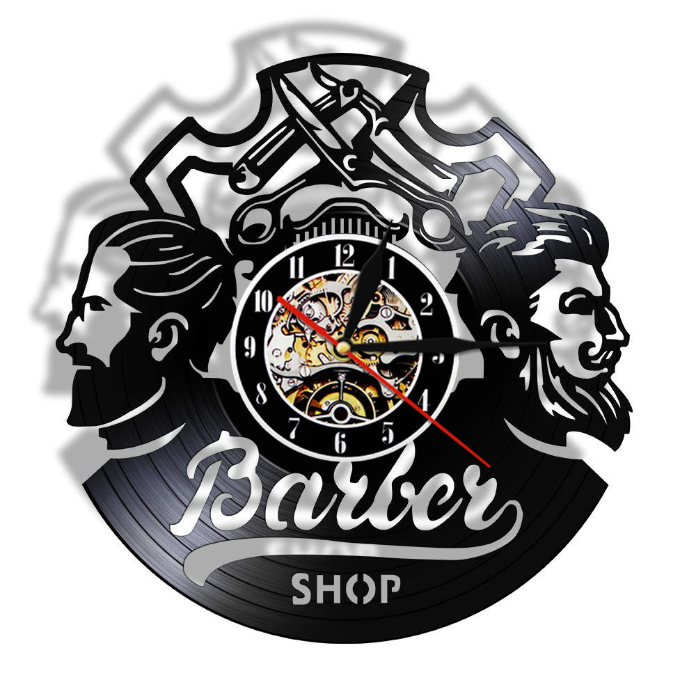 Barber Shop Vintage Vinyl Record Wall Clock Hair A... – Grandado