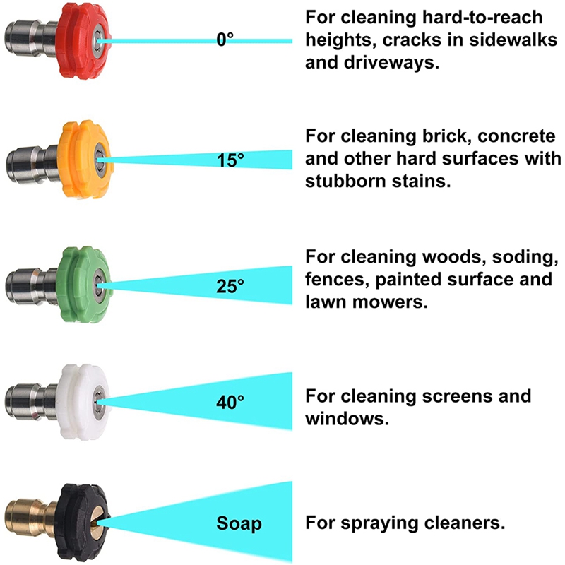 15 Inch Pressure Washer Wand, 45 Degree Curved High Pressure Power Washer Extension Wand With 5 Spray Nozzles, 1/4 Inch